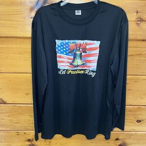 Armored Sportswear Let Freedom Ring Graphic Sleeve Shirt Mens L Black
